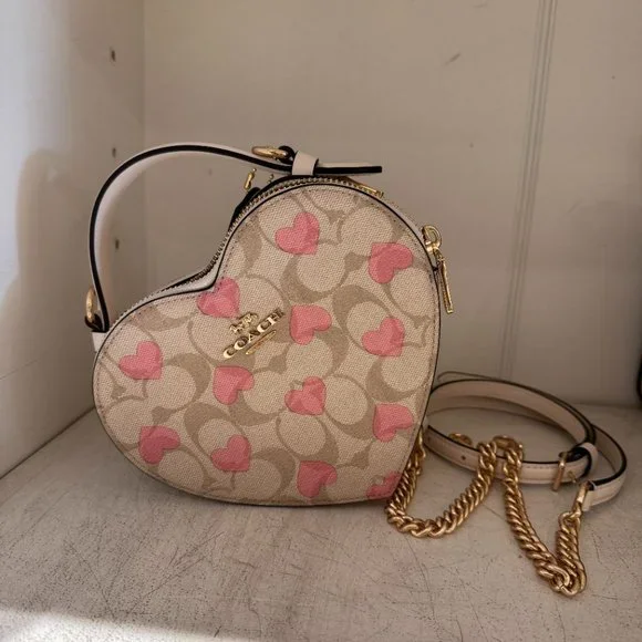 Coach Bags Coach Heart Crossbody In Signature Canvas With Heart Print Cp2 Poshmark
